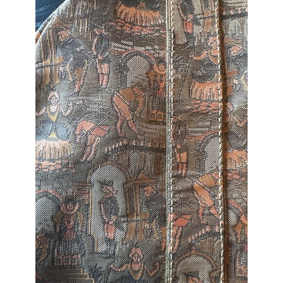 Vintage A La Reine Des Fees Paris Clutch Purse Tapestry Dance Scene Enamel Clasp - Picture 2 of 6